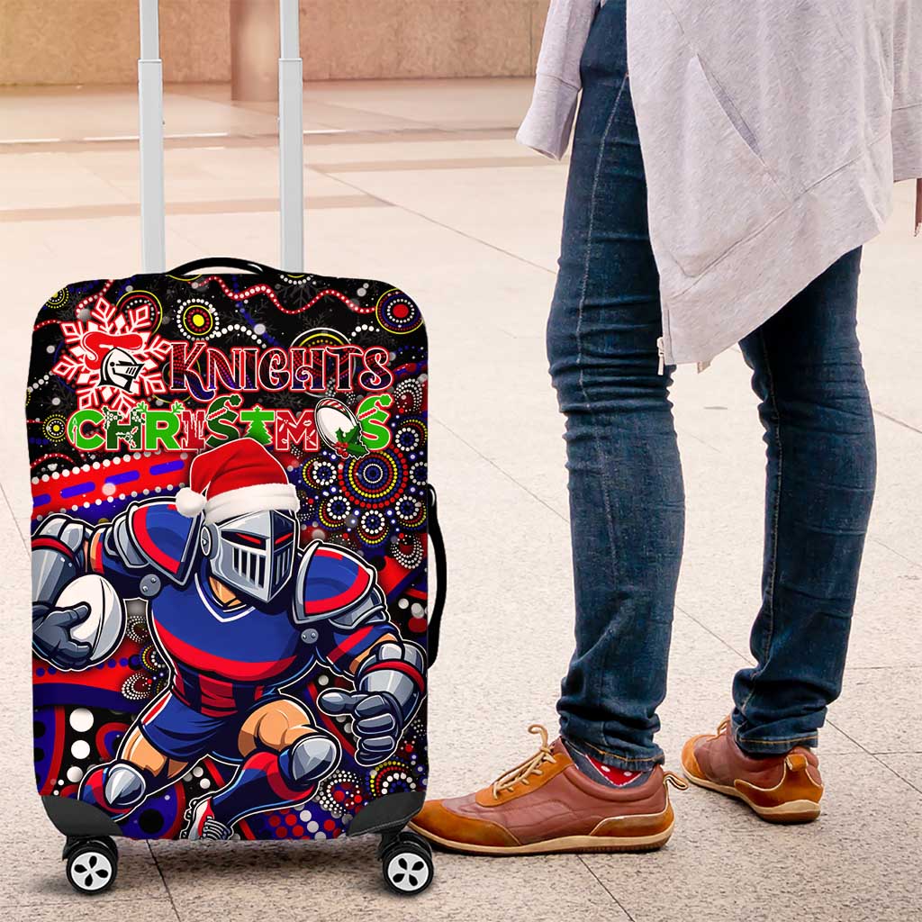 Merry Christmas Newcastle Knights Luggage Cover Aboriginal Santa Rugby Mascot - Novocastrians