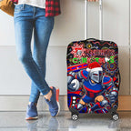 Merry Christmas Newcastle Knights Luggage Cover Aboriginal Santa Rugby Mascot - Novocastrians