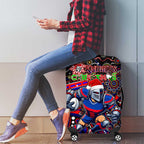 Merry Christmas Newcastle Knights Luggage Cover Aboriginal Santa Rugby Mascot - Novocastrians