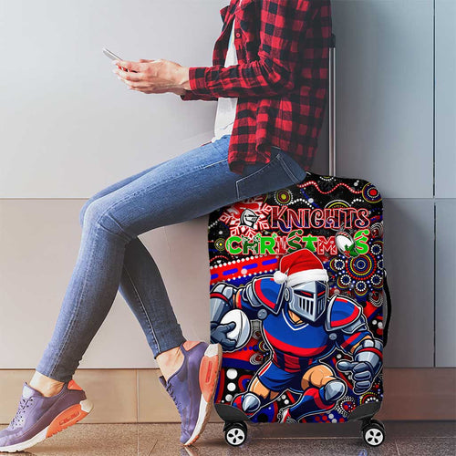 Merry Christmas Newcastle Knights Luggage Cover Aboriginal Santa Rugby Mascot - Novocastrians
