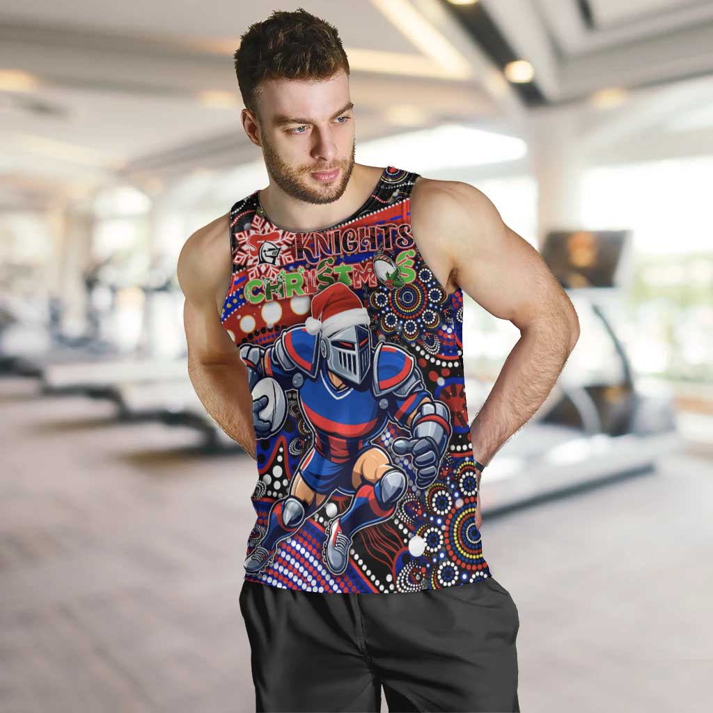 Merry Christmas Newcastle Knights Men Tank Top Aboriginal Santa Rugby Mascot - Novocastrians