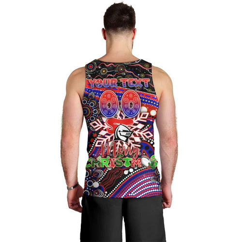 Merry Christmas Newcastle Knights Men Tank Top Aboriginal Santa Rugby Mascot - Novocastrians