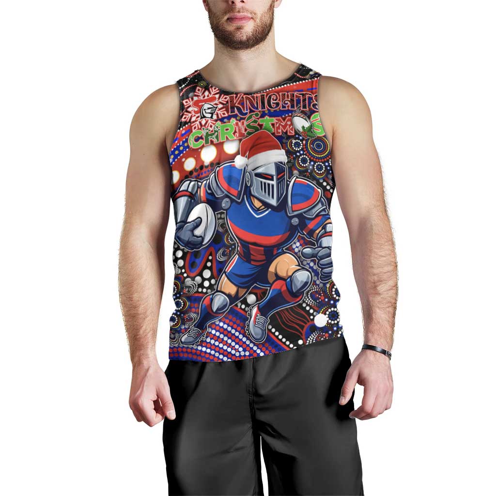 Merry Christmas Newcastle Knights Men Tank Top Aboriginal Santa Rugby Mascot - Novocastrians