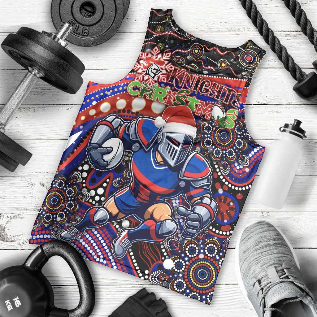 Merry Christmas Newcastle Knights Men Tank Top Aboriginal Santa Rugby Mascot - Novocastrians