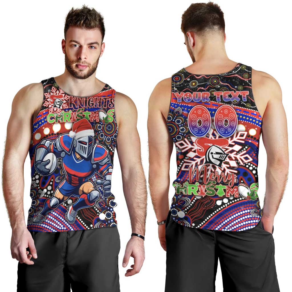 Merry Christmas Newcastle Knights Men Tank Top Aboriginal Santa Rugby Mascot - Novocastrians