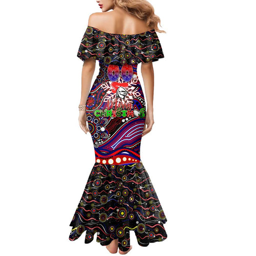 Merry Christmas Newcastle Knights Mermaid Dress Aboriginal Santa Rugby Mascot - Novocastrians
