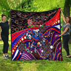 Merry Christmas Newcastle Knights Quilt Aboriginal Santa Rugby Mascot - Novocastrians