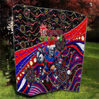 Merry Christmas Newcastle Knights Quilt Aboriginal Santa Rugby Mascot - Novocastrians