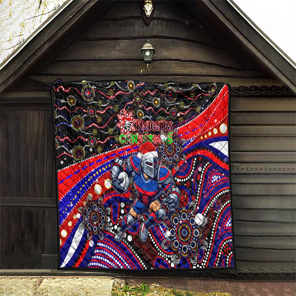 Merry Christmas Newcastle Knights Quilt Aboriginal Santa Rugby Mascot - Novocastrians