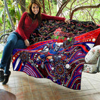 Merry Christmas Newcastle Knights Quilt Aboriginal Santa Rugby Mascot - Novocastrians