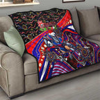 Merry Christmas Newcastle Knights Quilt Aboriginal Santa Rugby Mascot - Novocastrians