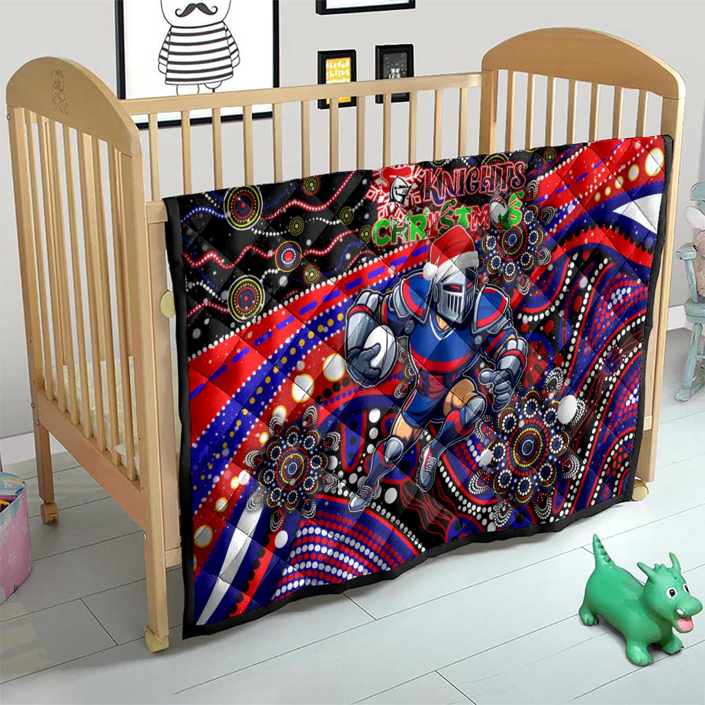 Merry Christmas Newcastle Knights Quilt Aboriginal Santa Rugby Mascot - Novocastrians