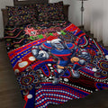 Merry Christmas Newcastle Knights Quilt Bed Set Aboriginal Santa Rugby Mascot - Novocastrians