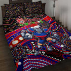 Merry Christmas Newcastle Knights Quilt Bed Set Aboriginal Santa Rugby Mascot - Novocastrians