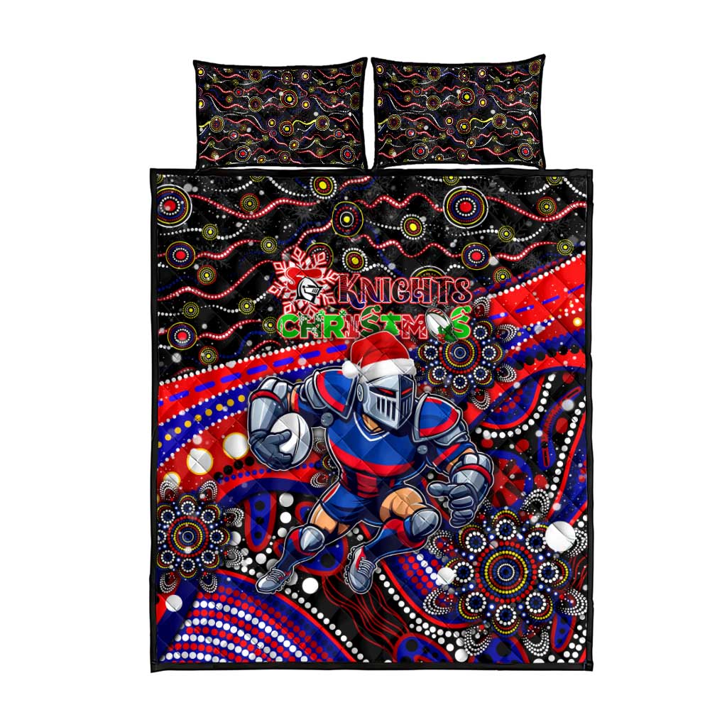 Merry Christmas Newcastle Knights Quilt Bed Set Aboriginal Santa Rugby Mascot - Novocastrians