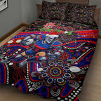 Merry Christmas Newcastle Knights Quilt Bed Set Aboriginal Santa Rugby Mascot - Novocastrians
