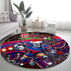 Merry Christmas Newcastle Knights Round Carpet Aboriginal Santa Rugby Mascot - Novocastrians