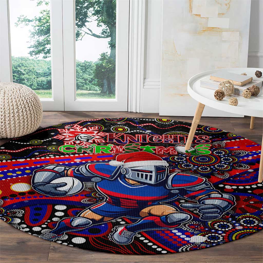 Merry Christmas Newcastle Knights Round Carpet Aboriginal Santa Rugby Mascot - Novocastrians