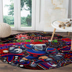 Merry Christmas Newcastle Knights Round Carpet Aboriginal Santa Rugby Mascot - Novocastrians