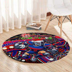 Merry Christmas Newcastle Knights Round Carpet Aboriginal Santa Rugby Mascot - Novocastrians