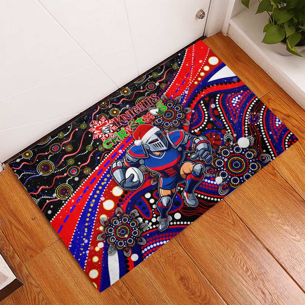 Merry Christmas Newcastle Knights Rubber Doormat Aboriginal Santa Rugby Mascot - Novocastrians