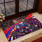 Merry Christmas Newcastle Knights Rubber Doormat Aboriginal Santa Rugby Mascot - Novocastrians