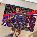 Merry Christmas Newcastle Knights Rubber Doormat Aboriginal Santa Rugby Mascot - Novocastrians