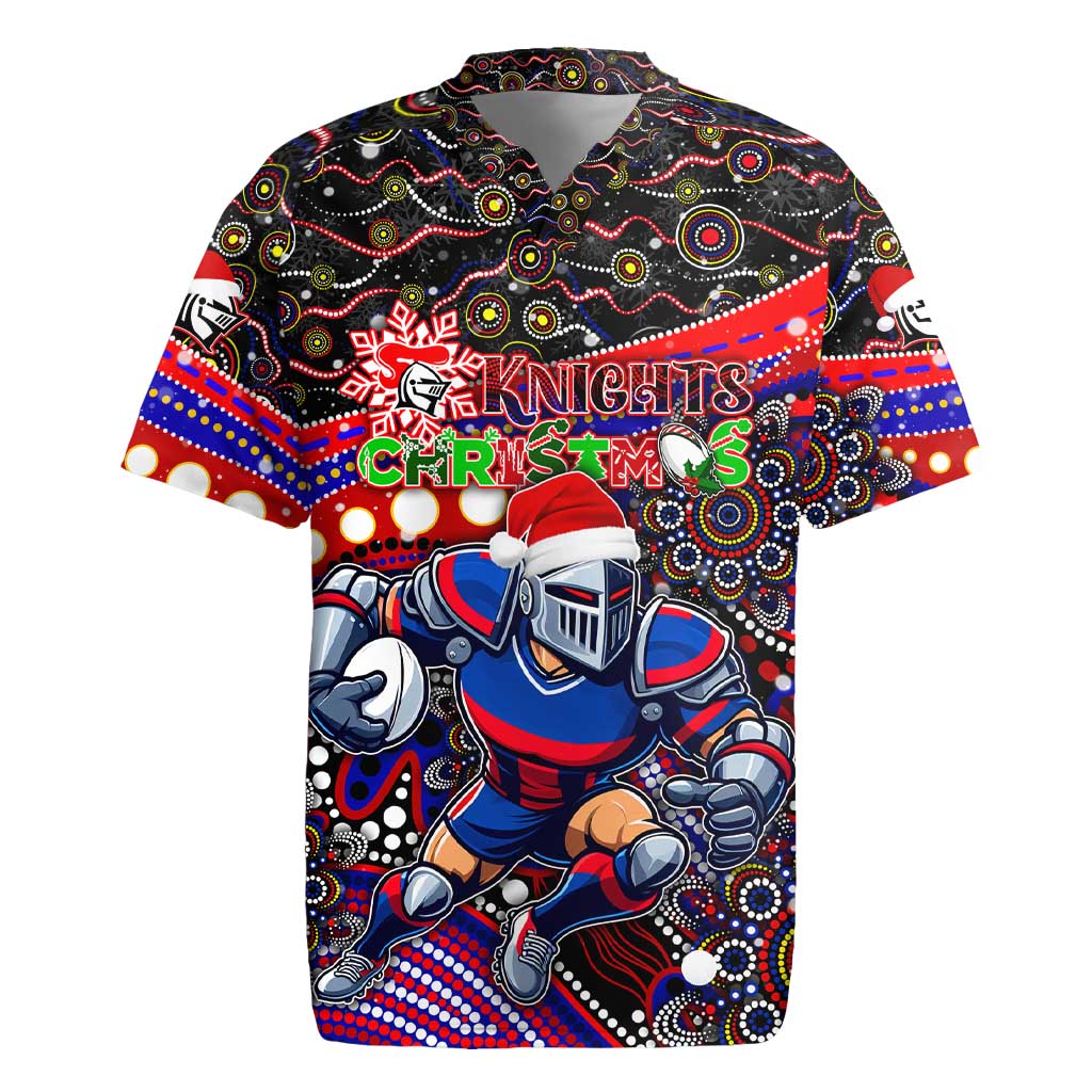 Merry Christmas Newcastle Knights Rugby Jersey Aboriginal Santa Rugby Mascot - Novocastrians