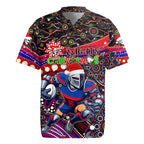 Merry Christmas Newcastle Knights Rugby Jersey Aboriginal Santa Rugby Mascot - Novocastrians