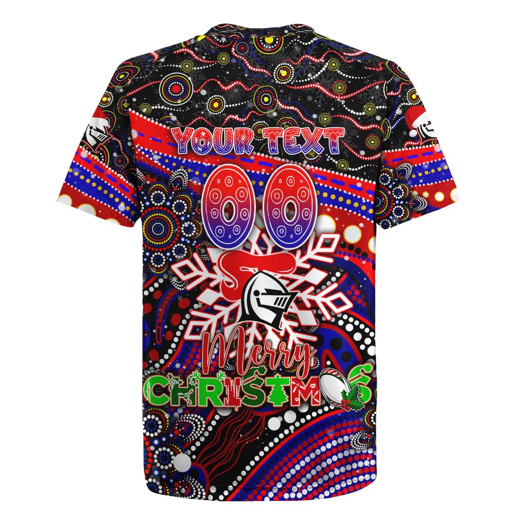 Merry Christmas Newcastle Knights Rugby Jersey Aboriginal Santa Rugby Mascot - Novocastrians