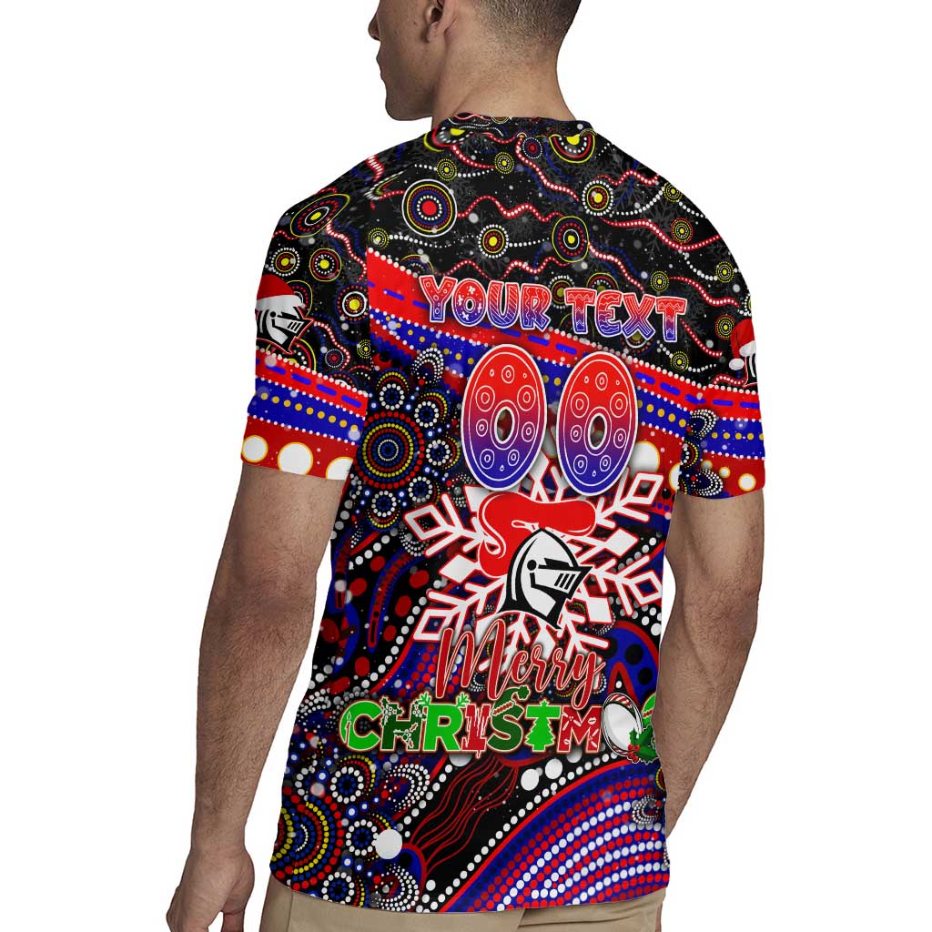 Merry Christmas Newcastle Knights Rugby Jersey Aboriginal Santa Rugby Mascot - Novocastrians