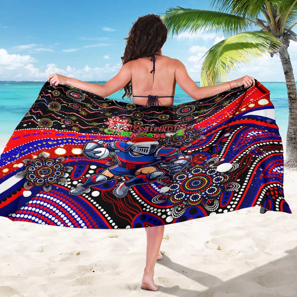 Merry Christmas Newcastle Knights Sarong Aboriginal Santa Rugby Mascot - Novocastrians