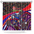 Merry Christmas Newcastle Knights Shower Curtain Aboriginal Santa Rugby Mascot - Novocastrians
