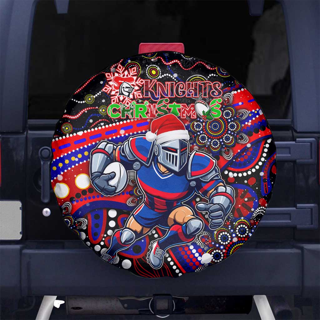 Merry Christmas Newcastle Knights Spare Tire Cover Aboriginal Santa Rugby Mascot - Novocastrians