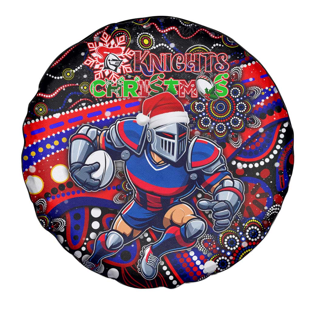 Merry Christmas Newcastle Knights Spare Tire Cover Aboriginal Santa Rugby Mascot - Novocastrians
