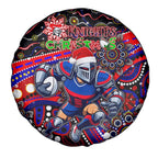 Merry Christmas Newcastle Knights Spare Tire Cover Aboriginal Santa Rugby Mascot - Novocastrians