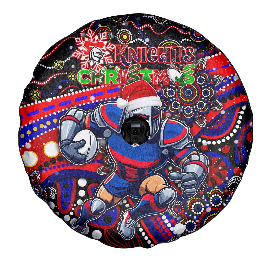 Merry Christmas Newcastle Knights Spare Tire Cover Aboriginal Santa Rugby Mascot - Novocastrians