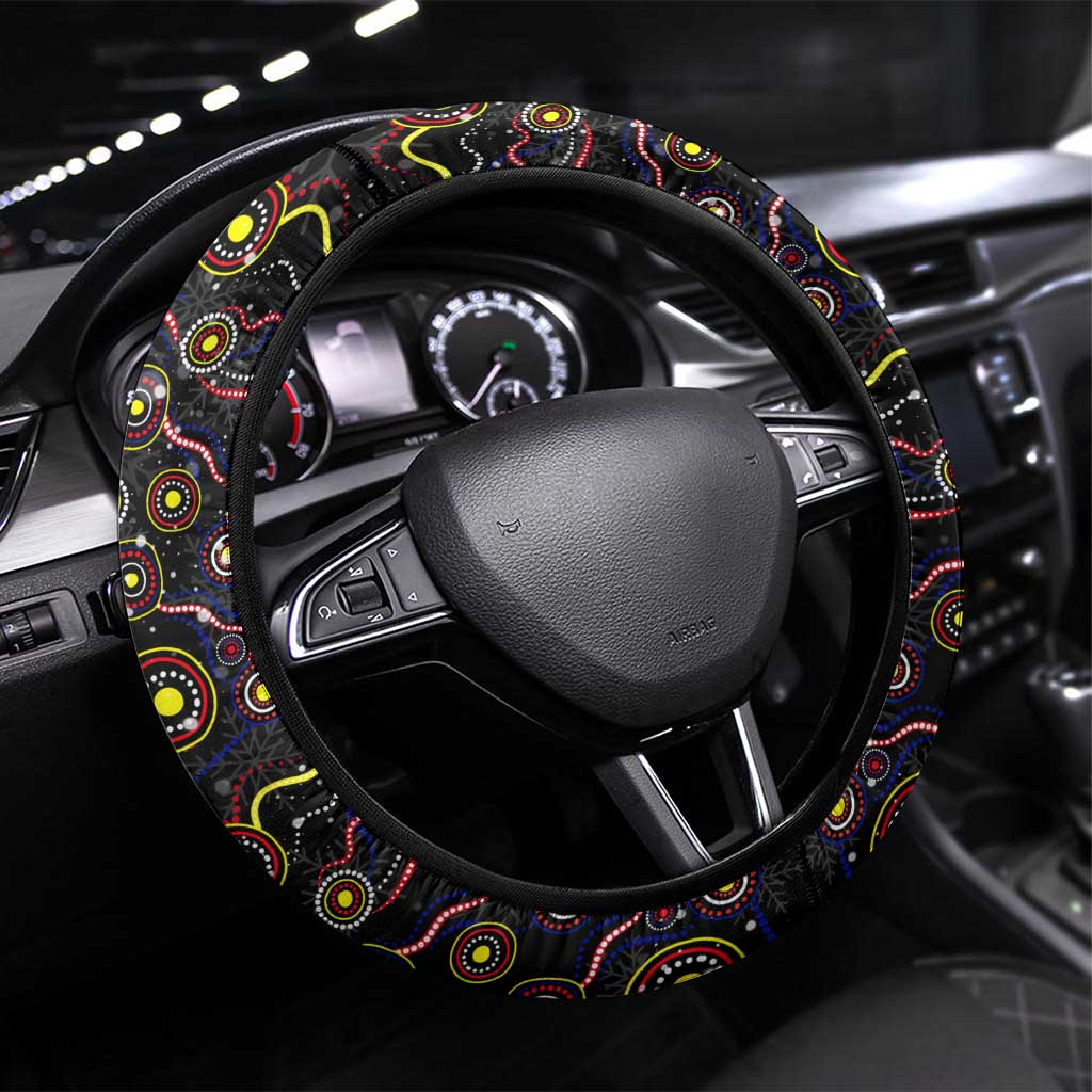 Merry Christmas Newcastle Knights Steering Wheel Cover Aboriginal Santa Rugby Mascot - Novocastrians