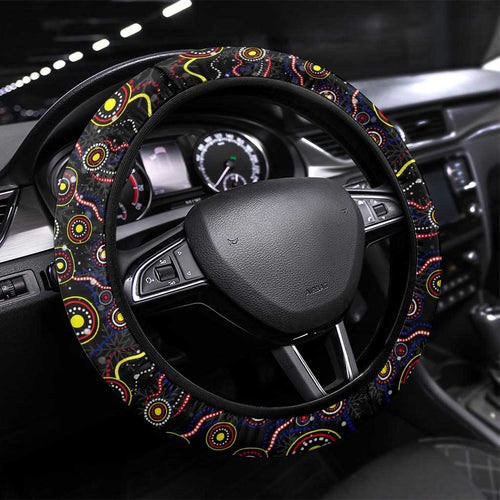 Merry Christmas Newcastle Knights Steering Wheel Cover Aboriginal Santa Rugby Mascot - Novocastrians
