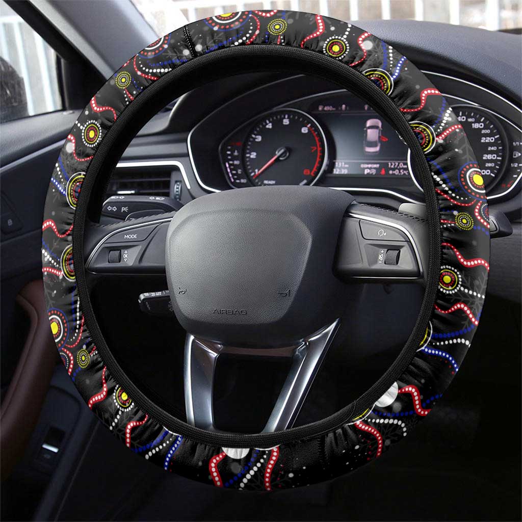 Merry Christmas Newcastle Knights Steering Wheel Cover Aboriginal Santa Rugby Mascot - Novocastrians