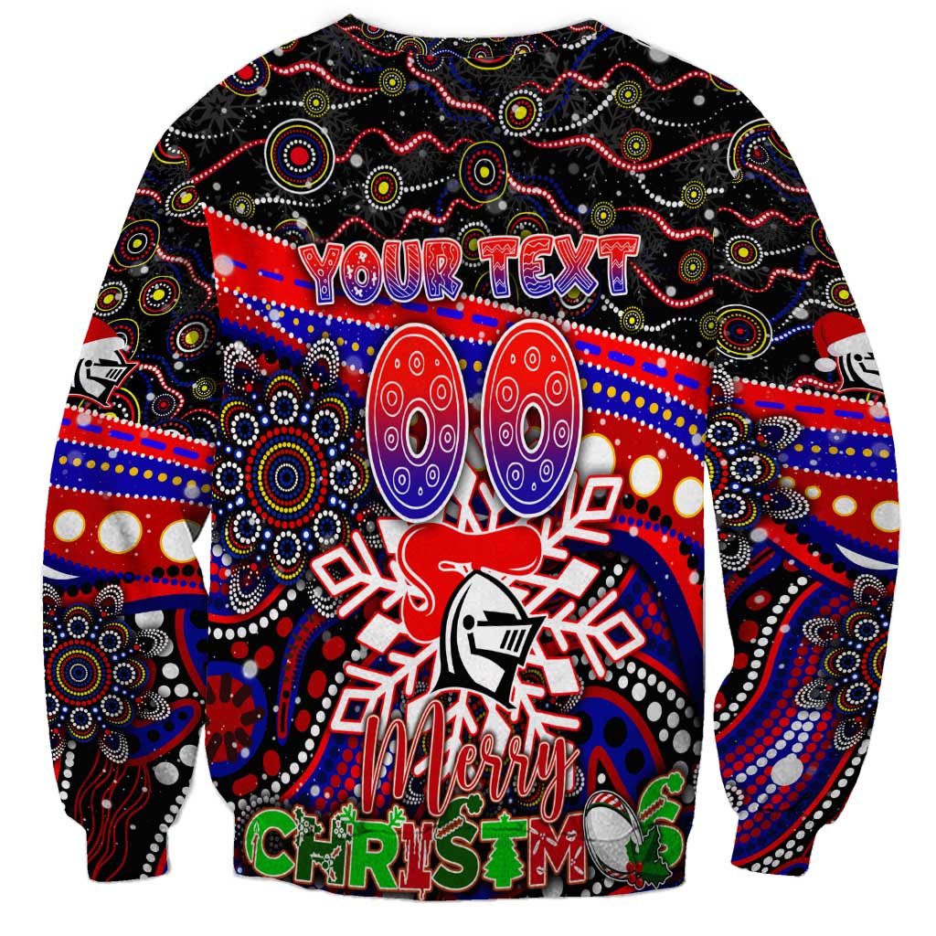 Merry Christmas Newcastle Knights Sweatshirt Aboriginal Santa Rugby Mascot - Novocastrians