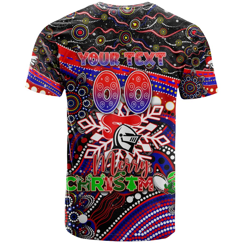 Merry Christmas Newcastle Knights T Shirt Aboriginal Santa Rugby Mascot - Novocastrians