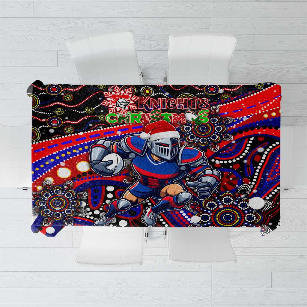 Merry Christmas Newcastle Knights Tablecloth Aboriginal Santa Rugby Mascot - Novocastrians