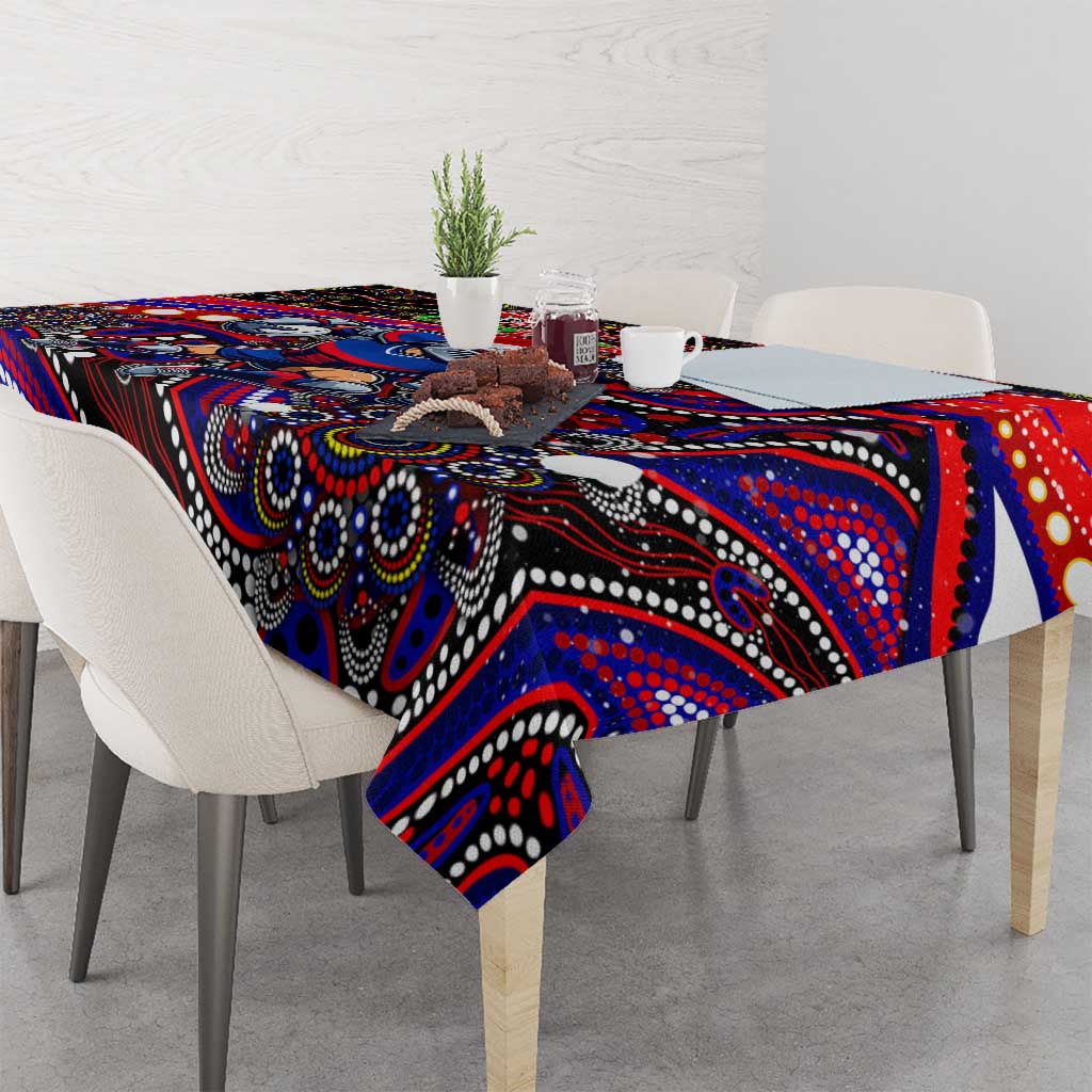 Merry Christmas Newcastle Knights Tablecloth Aboriginal Santa Rugby Mascot - Novocastrians