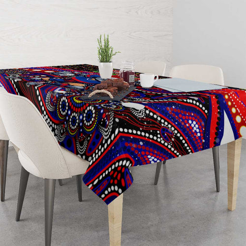 Merry Christmas Newcastle Knights Tablecloth Aboriginal Santa Rugby Mascot - Novocastrians