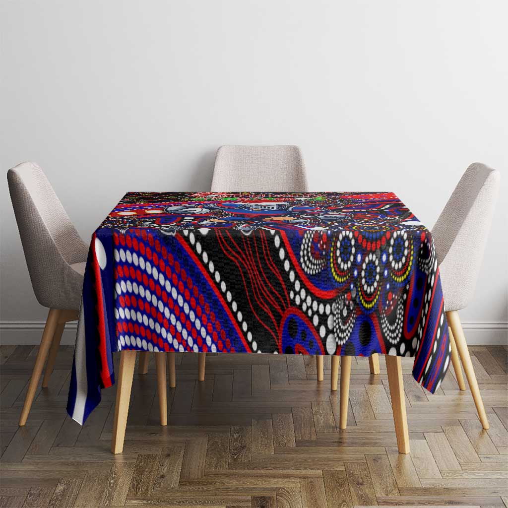Merry Christmas Newcastle Knights Tablecloth Aboriginal Santa Rugby Mascot - Novocastrians