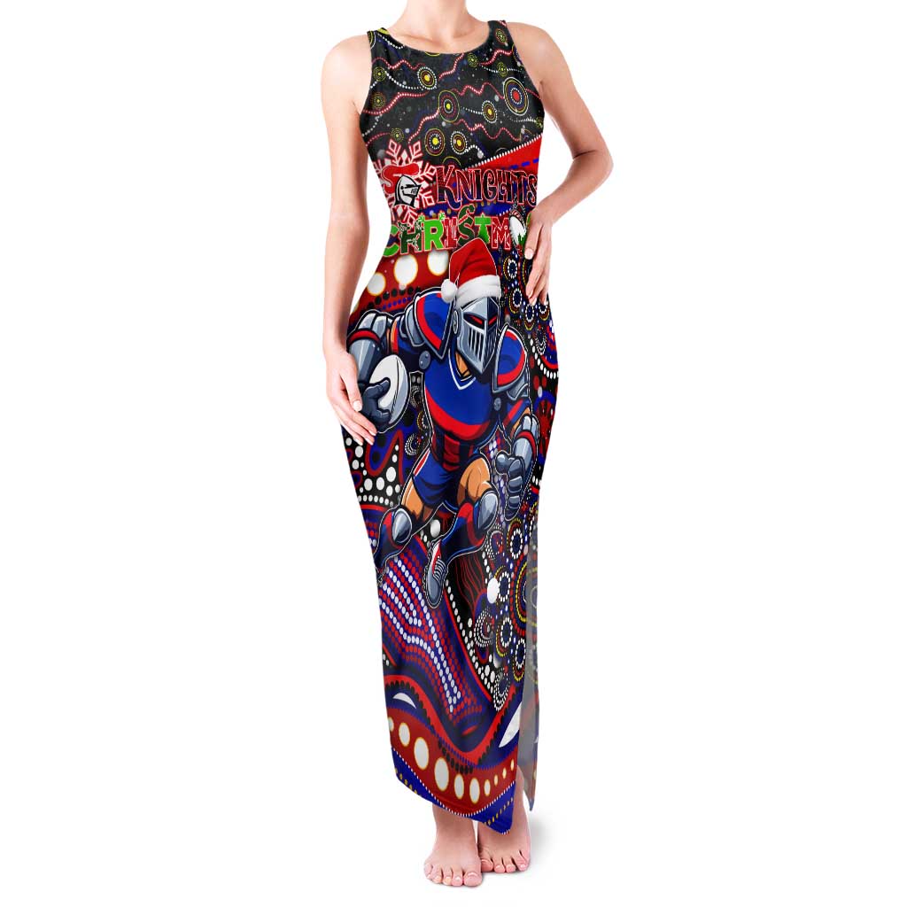 Merry Christmas Newcastle Knights Tank Maxi Dress Aboriginal Santa Rugby Mascot - Novocastrians