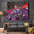 Merry Christmas Newcastle Knights Tapestry Aboriginal Santa Rugby Mascot - Novocastrians