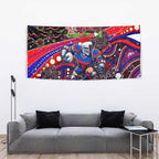 Merry Christmas Newcastle Knights Tapestry Aboriginal Santa Rugby Mascot - Novocastrians
