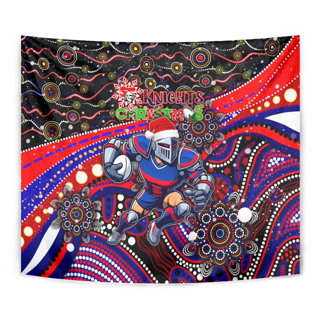 Merry Christmas Newcastle Knights Tapestry Aboriginal Santa Rugby Mascot - Novocastrians